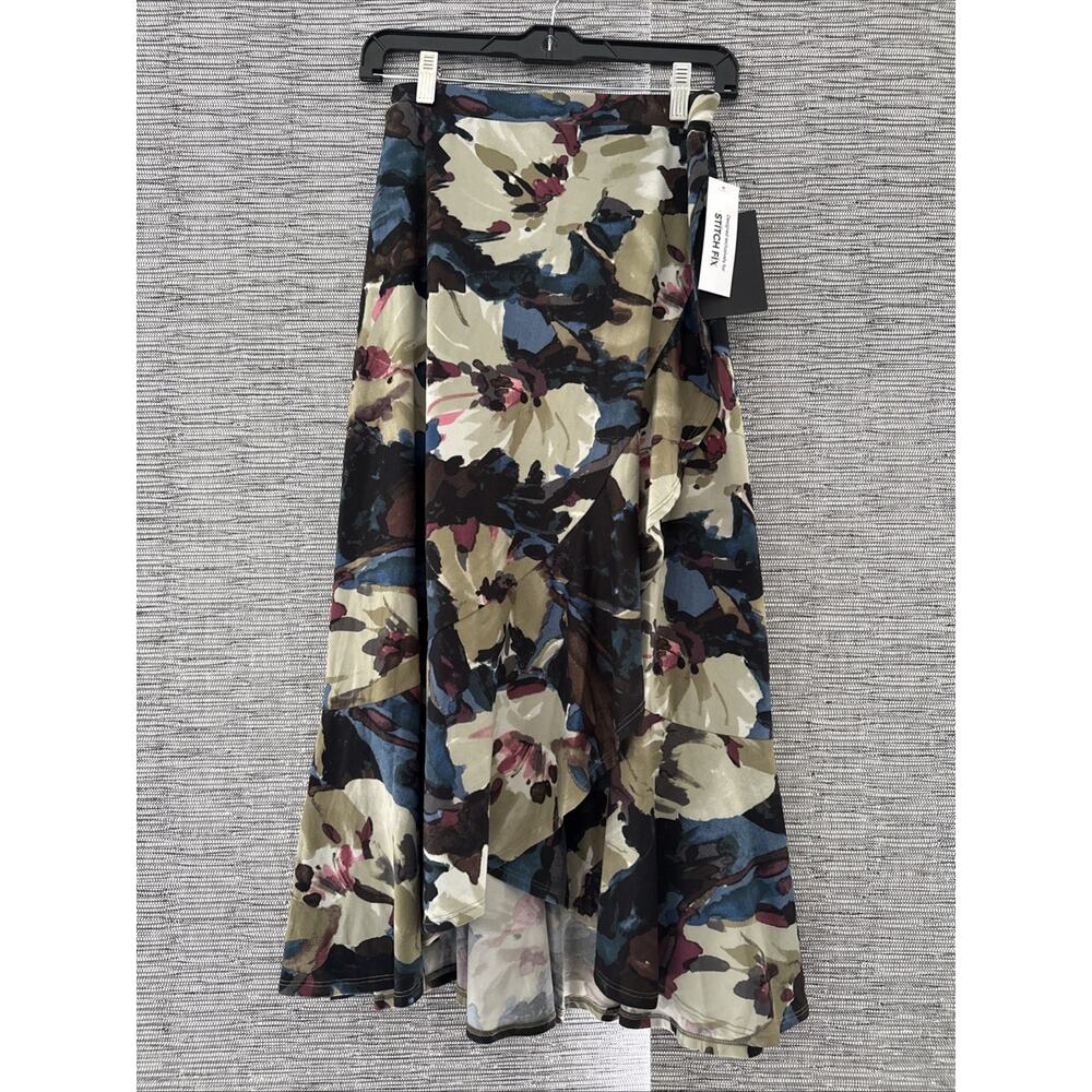 Montgomery Post Ruffle Hem Skirt, Navy, XS